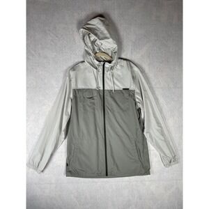 Oakley Mens Grey Colorblock Hooded Windbreaker Jacket Full Zip Size Large